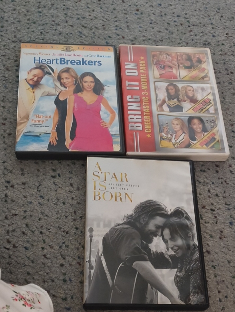 Lot of 3 DVDs — Heartbreakers, Bring It On: Cheerleading Pack, A Star Is Born